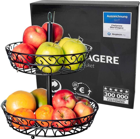Corbeille à fruits - Chefarone - 2 étages - Métal - Noir