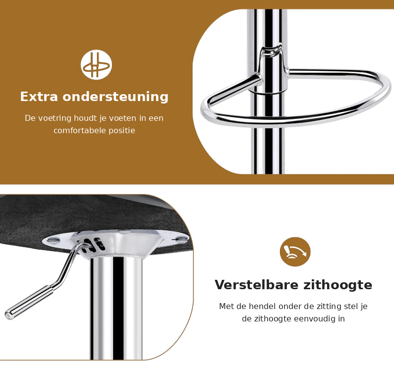 Lot de 2 tabourets de bar Yaheetech - Gris - Réglables de 62,5 à 83 cm - Pivotants, avec dossier et repose-pieds