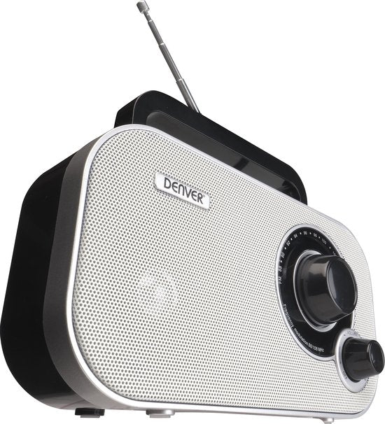 Denver FM Radio Retro - Fonctionne sur batterie ou sur secteur - Radio de cuisine - Radio portable - TR51 - Blanc