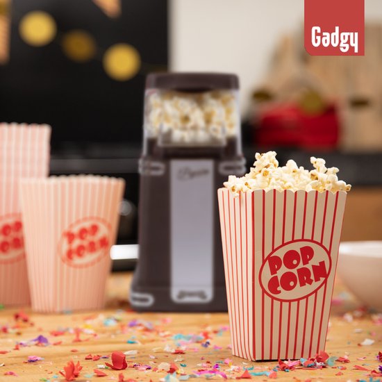 Gadgy Popcorn Machine Retro - Noir - Machine à popcorn à air chaud - 26.5 x 14 CM - Funcooking for Party & Kids