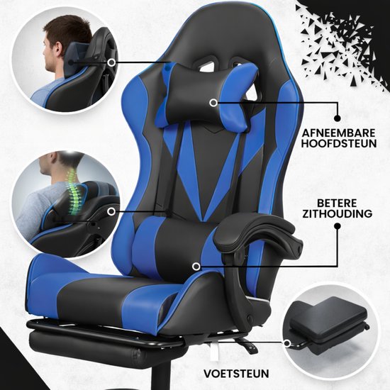 Bayt Gaming chair - Chaise gaming - Chaise gamer confort - Noir et bleu foncé