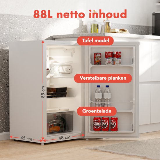 KitchenBrothers - Réfrigérateur - 88L - Modèle de table - Blanc