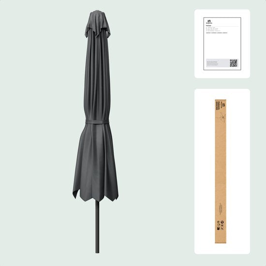 LifeGoods Parasol - Jardin - 200x300cm - 30° inclinable - Imperméable - UPF50+ - Gris foncé