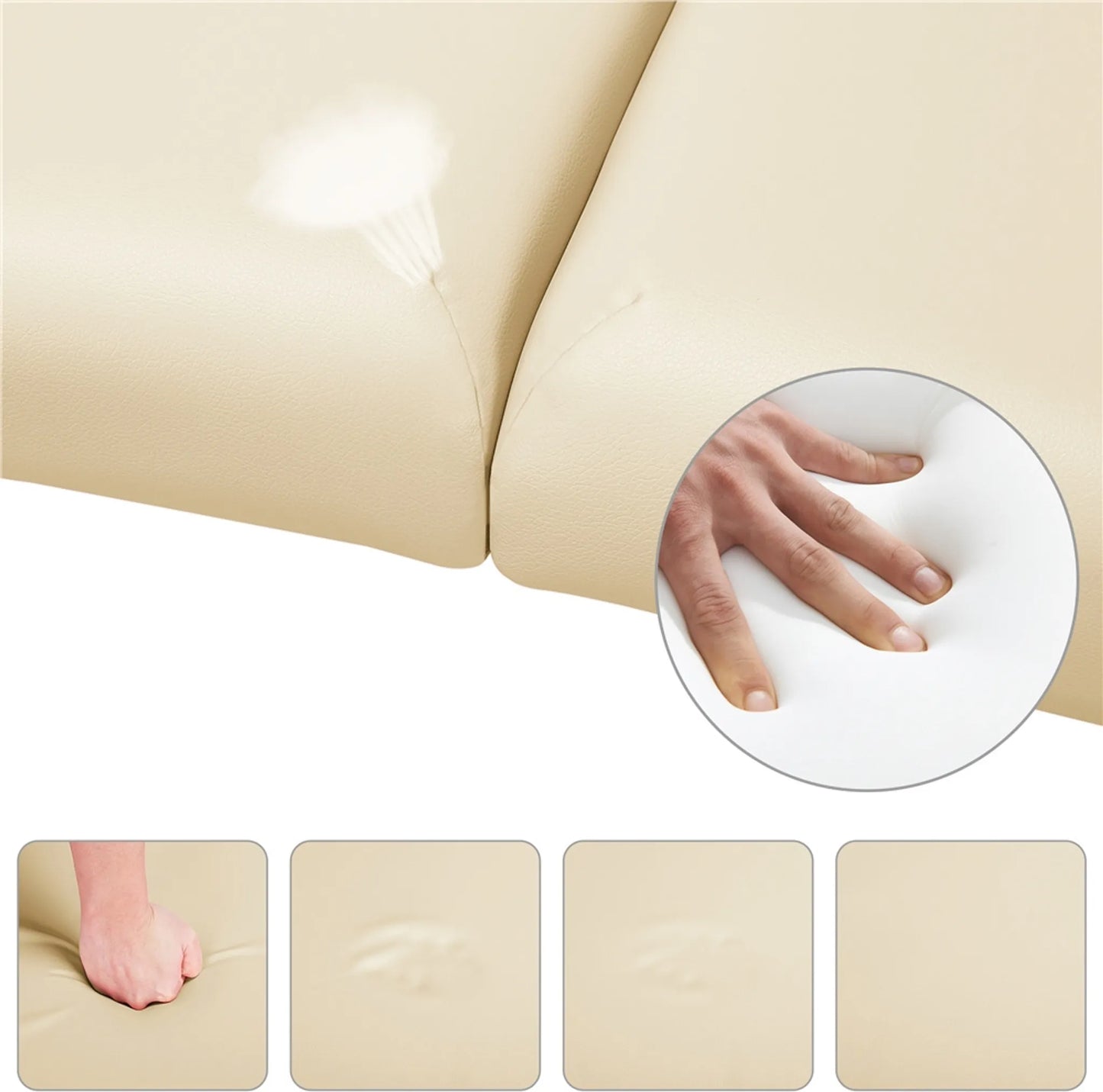 Yaheetech Table de massage pliante - 213 x 82 x 64-85,5 cm - équipée de pieds en hêtre, d'un appui-tête réglable et d'un sac de transport - pour les salons de beauté et les studios de massage - en simili-cuir et bois de couleur crème