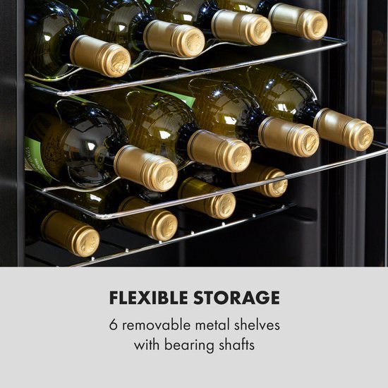 Cave à vin Klarstein Shiraz 28 Uno - 74 litres - Capacité de 28 bouteilles - Commande tactile - Plage de température : 5-18 °C - Noir