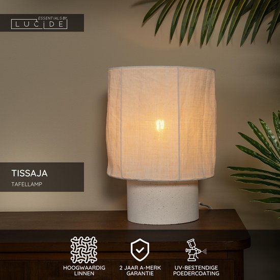 Lucide TISSAJA - Lampe de table - Ø 20 cm - 1xE14 - Blanc | Essential