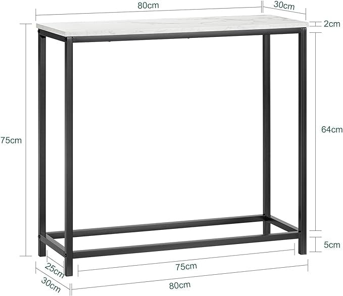 SoBuy Table console - Plateau blanc - Cadre métal noir - 80x75x30cm - Industriel - FSB29-SCH