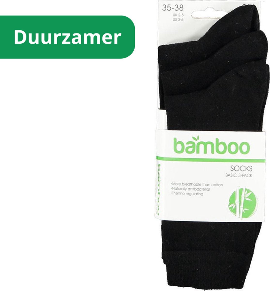 Lot de 3 paires de chaussettes Apollo en bambou - Noir - Taille 43/46