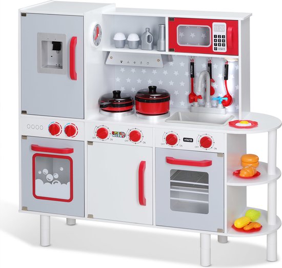 Spielwerk Wooden Play Kitchen Junior Chef - Réaliste interactif - 38 pièces