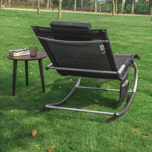 SoBuy Chaise Balançoire Confortable Lot de 2 - Noir - Structure Métallique