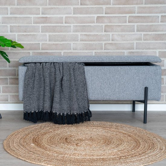 Banc Watford avec rangement gris clair, noir