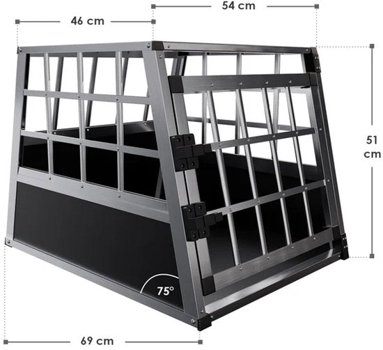 Boîte de transport pour chiens en aluminium - angle d'inclinaision de 75 degrés - taille M - noir/argent