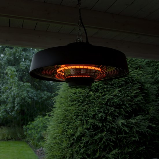 VONROC Chauffage d'ambiance suspendu - Vulcano 2000W - Lampe infrarouge puissante - avec 2 niveaux de chaleur, minuterie et télécommande