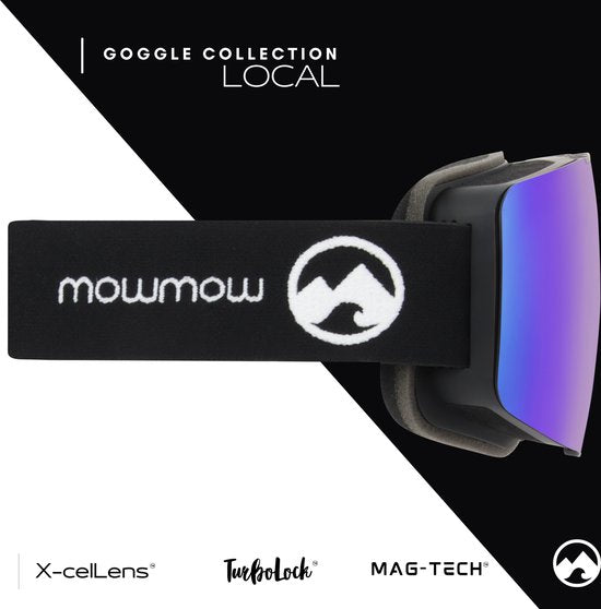 MowMow LOCAL Masque de ski Homme L/XL + lentille supplémentaire - Magnétique - Bio-Frame - R-Strap - UV400