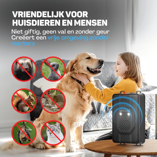 Vulpes Goods® Repellent - Marten Repellent - Pest Repellent - Multifunctional Set Indoor & Outdoor - Batteries, 12V & Car Battery - Marters, Mice & Rats - Stone Marten Repellent PRO - 2 pieces - Incl. Batteries