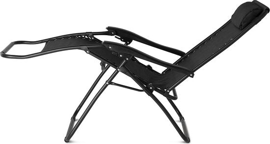 909 Outdoor - Chaise longue - avec coussin de tête - dossier et repose-pieds réglables - acier - 92 x 65 x 114 cm - pliable - poids maximal : 120 kg