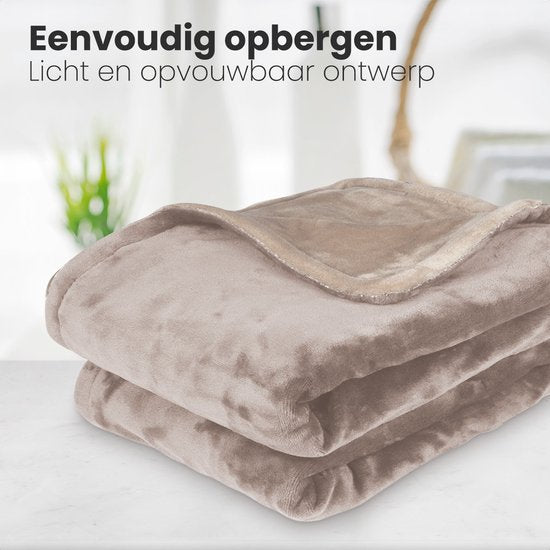 Couverture chauffante - Auronic - Couverture électrique - 2 personnes - 3 niveaux de chaleur - Avec minuterie - 200 x 180 cm - Taupe