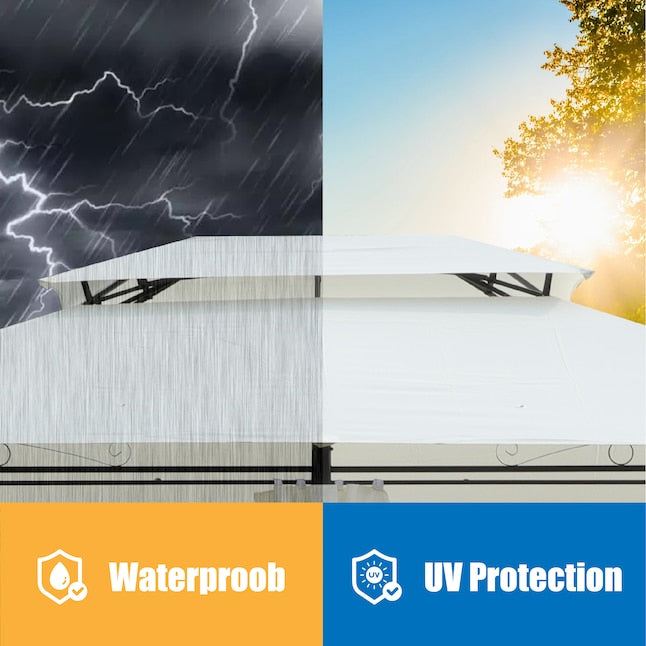 Pavillon Kahomvis 13 x 10 pieds – Imperméable – Double toiture – Avec parois latérales amovibles