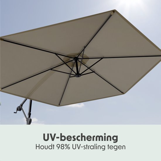 LifeGoods Parasol flottant - Rond Ø300 cm - UPF 50+ et Imperméable - Taupe