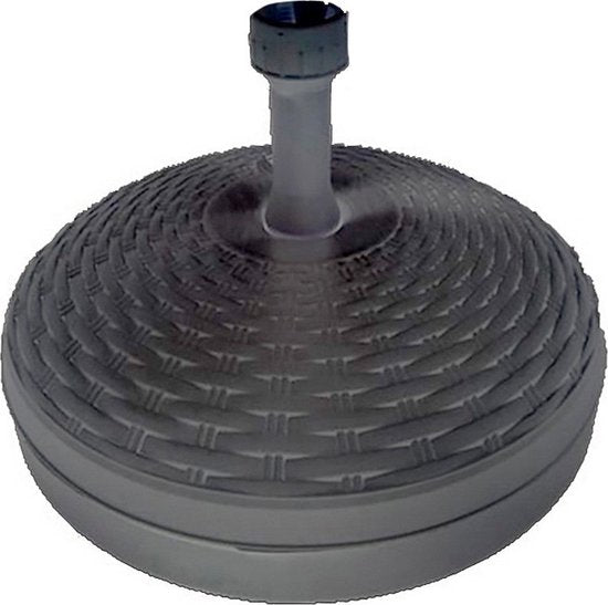 Pied de parasol aspect rotin - rond - gris anthracite - D45 cm - 20 litres - plastique - remplissable