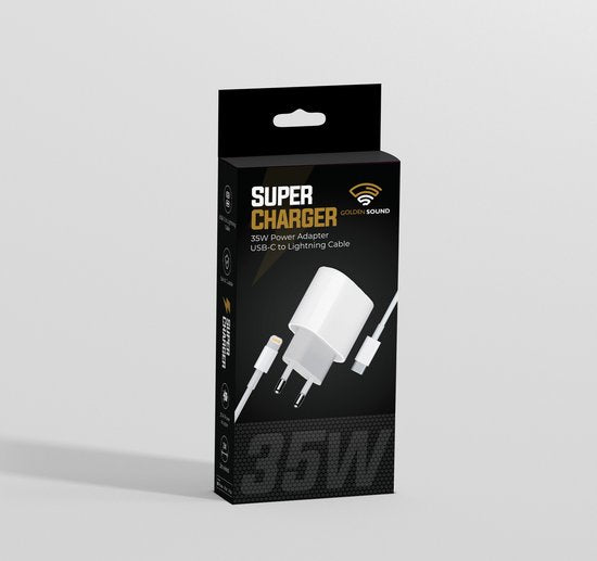 Golden Sound 35W Original Super Fast Charger - Lightning Charger suitable for Iphone - Charger - 2 Meter with Charging Plug