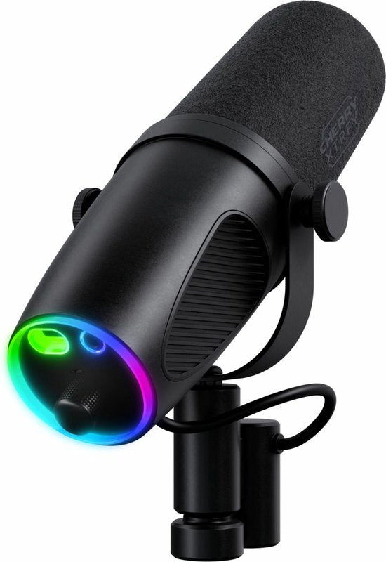 CHERRY XTRFY Ngale X - Microphone - USB et XLR - Dynamique - RGB - Câble de 2 m - Noir