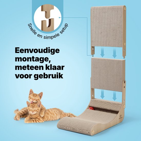 Jake and Jacky Scratchboard for Cats with Playball - Scratching Post Cardboard - Scratching Board - Scratching Basket - Scratching Furniture - Cardboard Scratching Mat - Cat Basket - Cat Bed - 60x26.4x40 cm