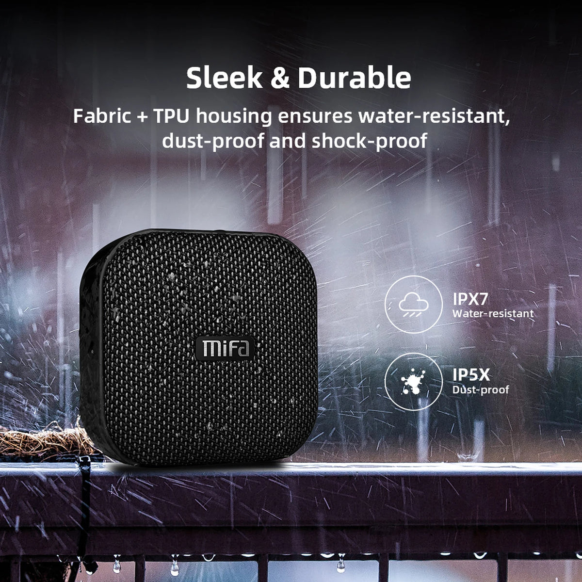 Enceinte Bluetooth Mifa A1 - Mini enceinte stéréo sans fil - Étanche - Mains libres - 85 × 46 × 86 mm - Noir