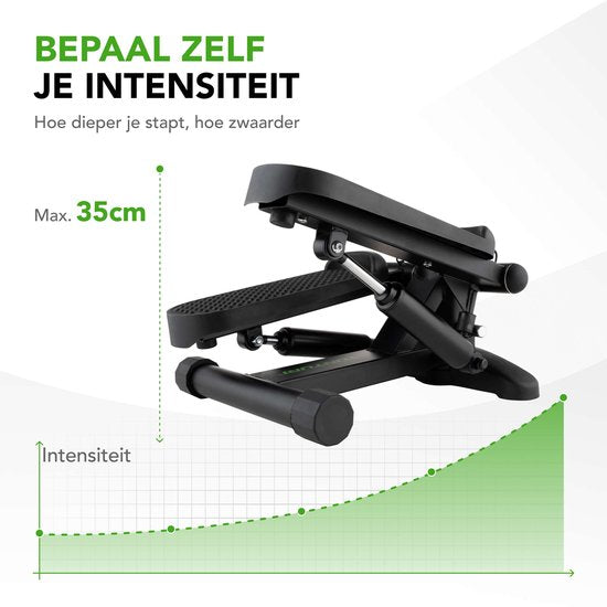 Tunturi Stepper - Stepper de fitness - Stepper - Step d'aérobic - Fitness - Avec écran et sangles de résistance - Noir
