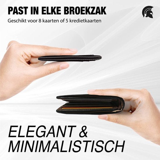 POWR Card Holder Men Black - Etui protecteur de carte bancaire avec antivol - Technologie RFID - 5 à 7 cartes - Porte-cartes en cuir