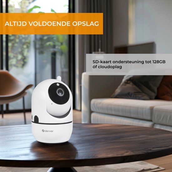 Denver Caméra de sécurité intérieure - Caméra pour animaux - Blanc - 9.20x7.20x16 cm