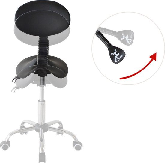 VDD Tabouret de selle - Dossier ergonomique inclinable - Hauteur réglable - 38x36x96cm