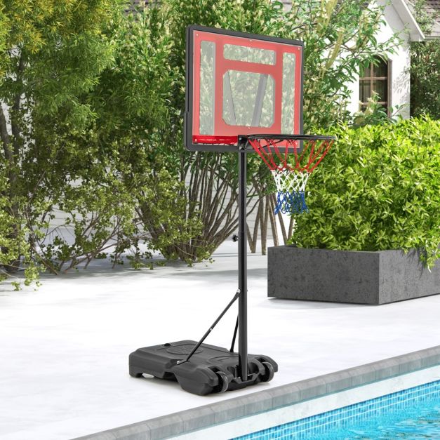 Anneau de basket réglable Coast pour piscine - 165-185 cm de haut - rouge - Support de basket portable pour enfants, adolescents et adultes