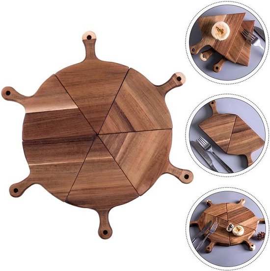 Petites planches à pizza Ceruzo Luxe - 6 pièces - S'assemblent pour former une planche à pizza - Bois d'acacia