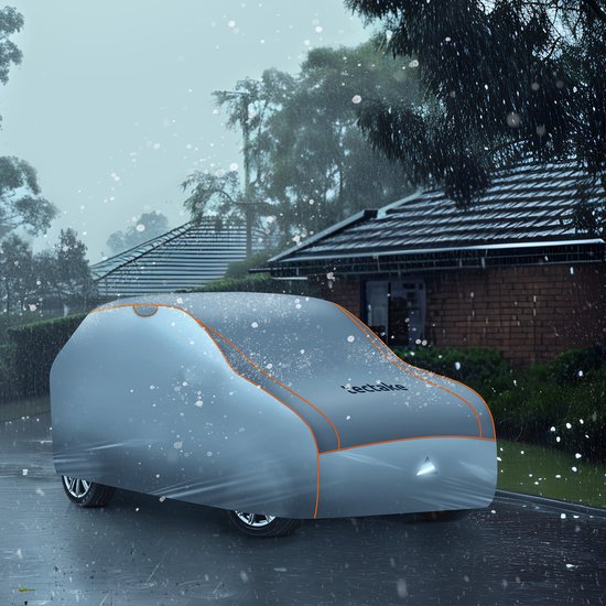 tectake® Car Cover - Voile de voiture extérieure - Protection contre la grêle - Couverture imperméable avec 3 sangles réglables - Respirante - Housse de protection de voiture avec sac de rangement - Compatible avec de nombreux modèles - Dimensions (LxLxH)