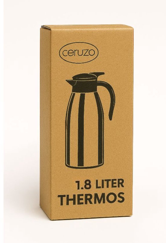 Ceruzo Thermos en acier inoxydable - 1,8 litre - Double paroi - Etanche - Boissons chaudes et froides - 28x13 cm
