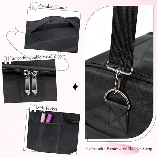 Trousse de maquillage, Vanity Case, Cosmetic Storage Box - Professional Large Travel Makeup Artist Bag with Compartments - Women's Vanity Beauty Kit Organizer for Make-up Cosmetics, black