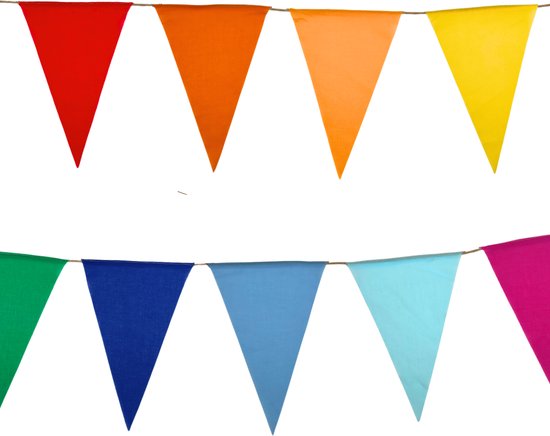 guirlande d'anniversaire a sunny day - flag line fabric birthday - décoration d'anniversaire - 100% coton - décoration d'anniversaire - décoration de fête durable - guirlande en tissu - flag line 10 mètres - flag line coloré - décoration d'anniversaire