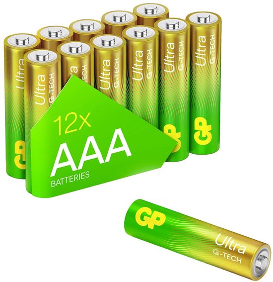 Piles GP Ultra AAA (type crayon) alcalines 1,5 V, lot de 12