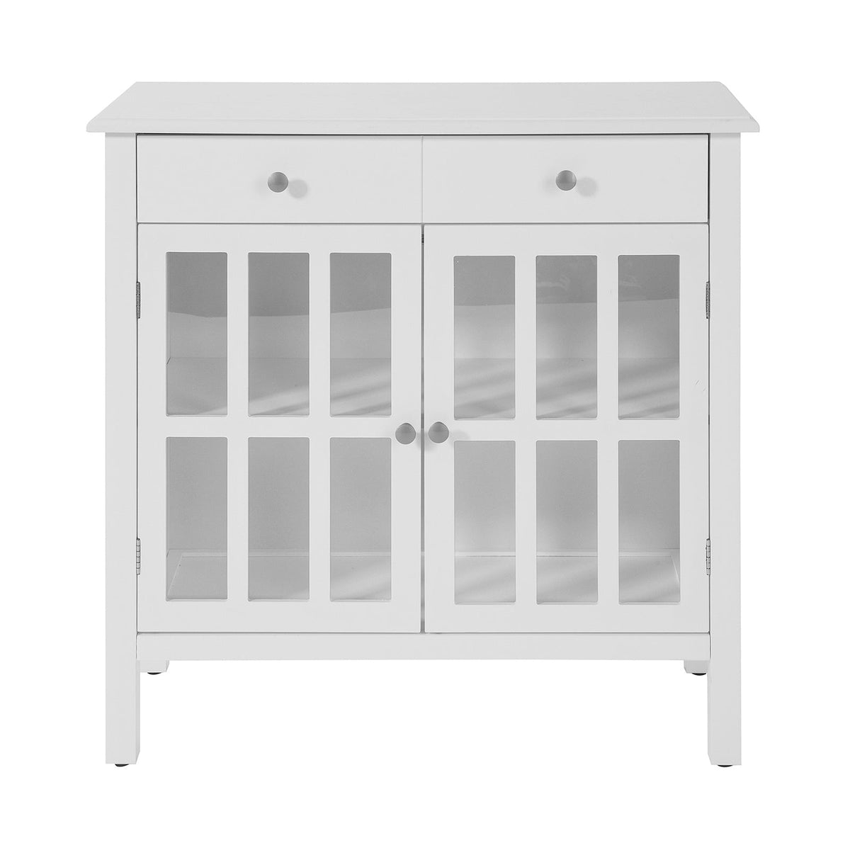 SoBuy FSB23-W Meuble de cuisine avec 2 tiroirs et 2 portes - Blanc - 80x80x34 cm - Rustique