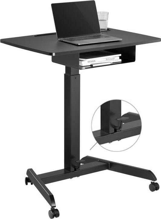 VDD Gaming - Bureau - Table pour ordinateur portable - Bureau assis/debout - Mobile - Poste de travail - Support pour ordinateur portable - Table d'appoint sur roulettes - Noir