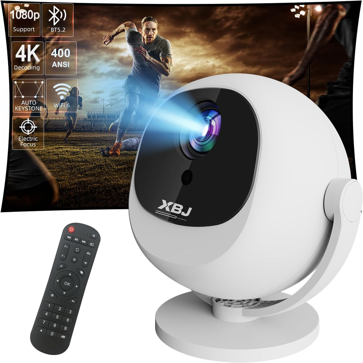 Projecteur XBJ 360° - Full HD 1080p - Compatible 4K - 900 lumens ANSI - Image de 200 pouces - Wi-Fi et Bluetooth