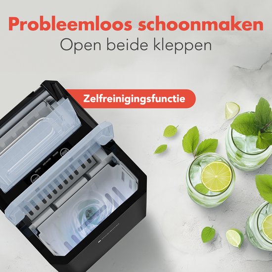 Machine à glaçons - KitchenBrothers - 1L - Fonction auto-nettoyante - 12kg/24 heures - Acier inoxydable