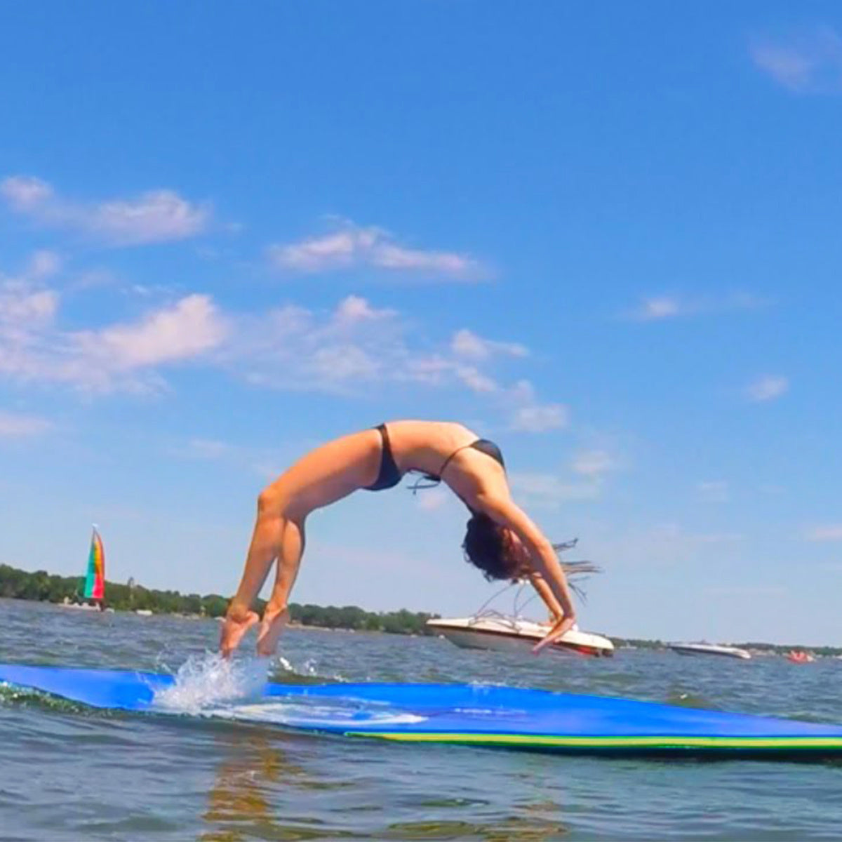 Coast floating carpet swimming mat Water Lounger 270 x 180 x 3.5 cm jaune/bleu-bleu