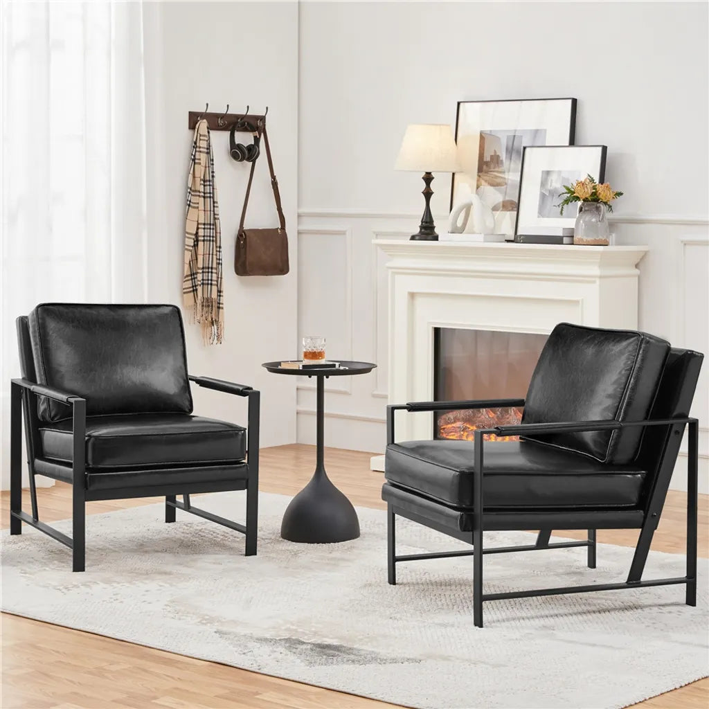 Fauteuil relax rétro Yaheetech en similicuir, noir
