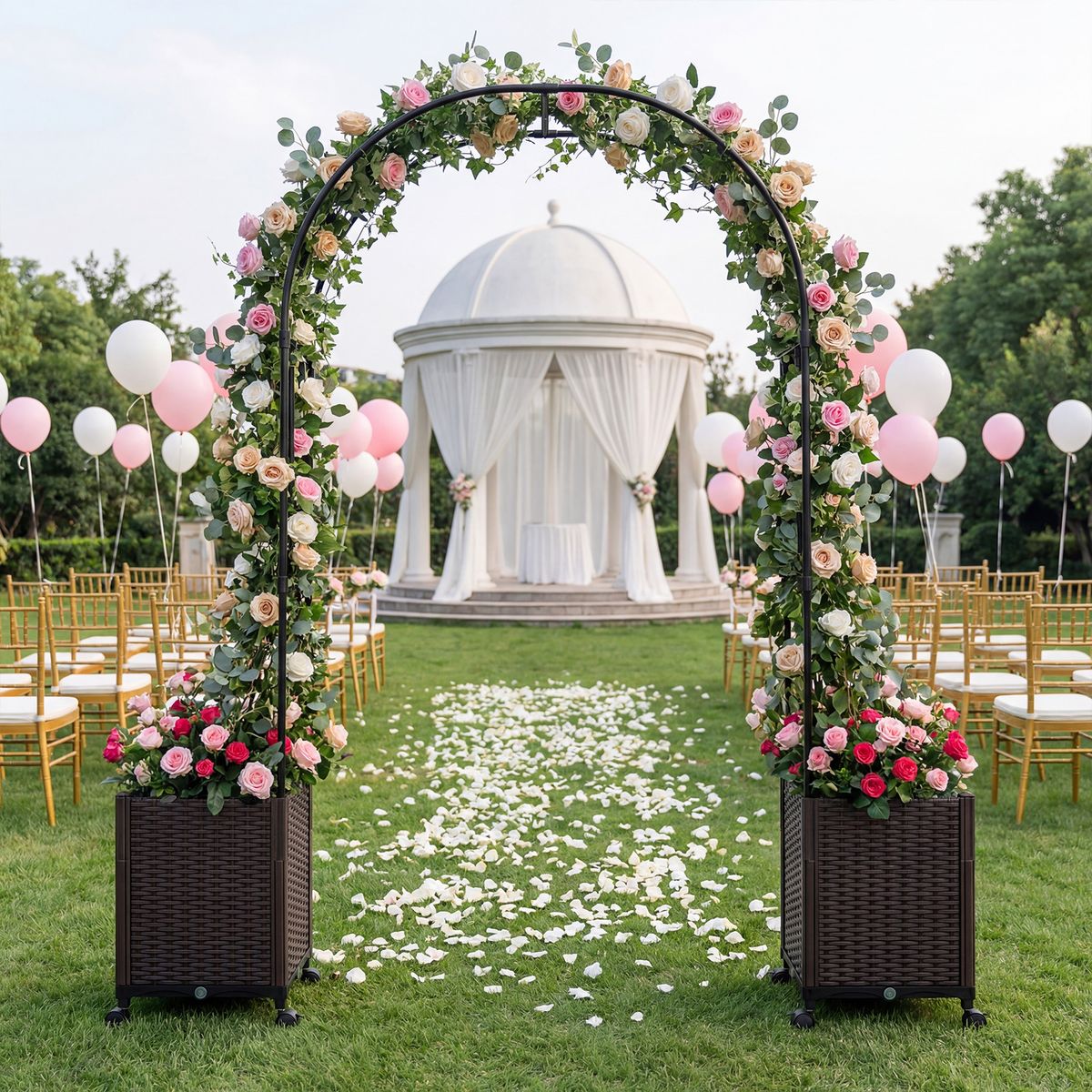 Arche de jardin Coast avec jardinières - système d'arrosage automatique - conception modulaire - noir - 230 cm