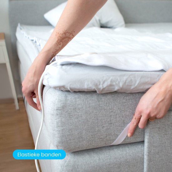 Couverture électrique Auronic XL - 190x90 cm - 1 personne - 3 niveaux de chaleur - drap-housse avec sangles élastiques - Couverture chauffante - Blanc