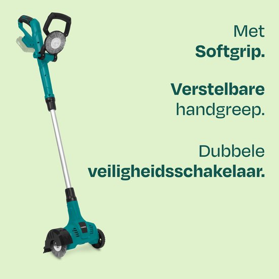 Brosse désherbeuse sans fil VONROC 20 V – manche télescopique – brosse en acier et nylon – batterie et chargeur non inclus