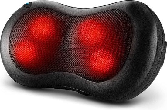 Auronic - Coussin de massage shiatsu Auronic - Chauffant - Électrique - Dos et nuque - 36 x 10 x 12,5 cm - Noir