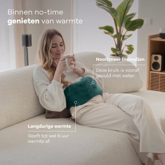Bouillotte électrique Zenwave avec housse - Écran numérique - Bouillotte et bouillotte à eau avec chauffe-mains - Coussin chauffant rechargeable - Ceinture chauffante pour les règles - Durable et sans fil - Camping et plein air - Bouillotte verte